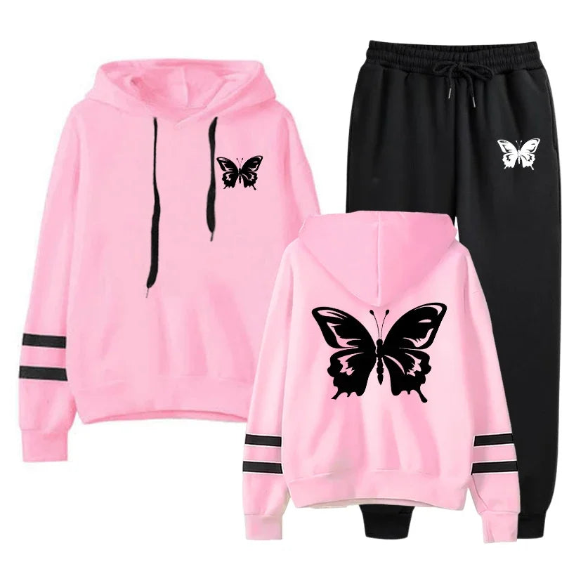 Women Tracksuit Casual Daily Hoodies Quality Single Piece Stripe Sweatshirt and Sweatpants Comfort Outdoor Jogging Autumn Winter