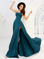 2025 & 2026 New Women's Halter Backless Sexy Slit Evening Dress For Party Banquet Birthday Party And Retro Clothing