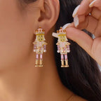 Merry Christmas Pearl Flower Star Bell Long Tassel Dangle Earrings for Women Shiny Crystal Zircon Snowflake Earring Girl Jewelry