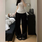 Wide Leg Sweatpants for Women Elastic Waist Casual Sport Pants Woman Streetwear Gray Oversize Sportswear Female