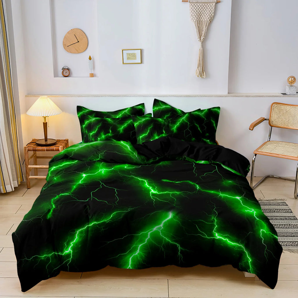 3D Printed Duvet Cover Set (No Filling) Lightning Thunder Pattern Soft Bedding Set Single Twin Size For Kids Adult Home Decor