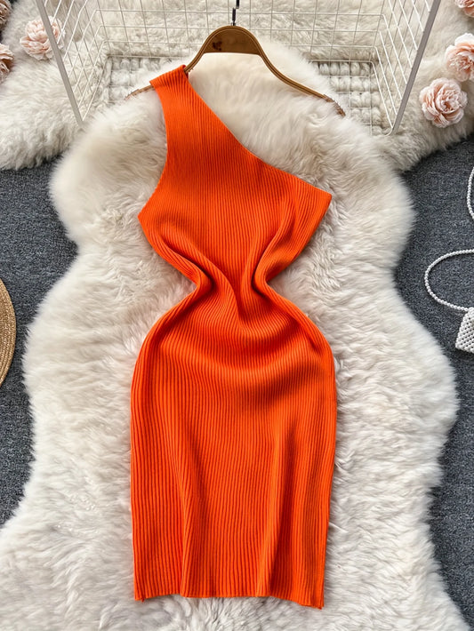 Solid New Chic Fashion Sexy Package Hips Mini Dress Women Summer Slim Elastic Knitted Party Dress Streetwear Lady Outfits