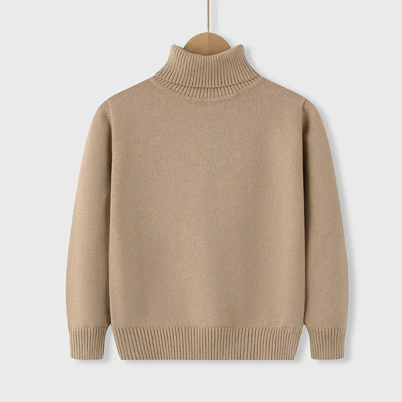 2026 Autumn Winter Children's Cotton Sweater Full Sleeve Turtleneck Knitwear Baby Boys Girls Clothing Warm Soft Jumper Pullovers