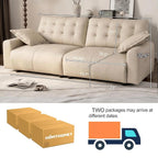 Oversized PU Leather Sectional Sofa Adjustable Backrest 31.5" Seat Depth Semi-Reclining Sleeper Chaise 91" 2 Seat, Customized