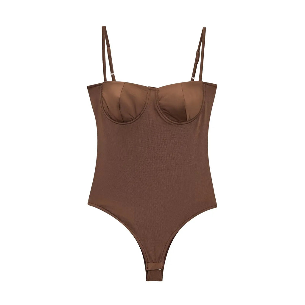 Zevity 2026 Women Sexy Spaghetti Strap Inner Style Beach Wear Bodysuits Ladies Soft Slim Swimsuit Playsuits Mujer Rompers LS9043
