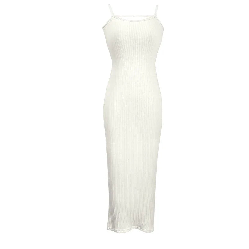 Fashion Sexy Skinny Kint Dress Backless Evening Maxi Dress Women Party Club Ladies Bodycon Peach Slim Hip Elegant Long Dresses