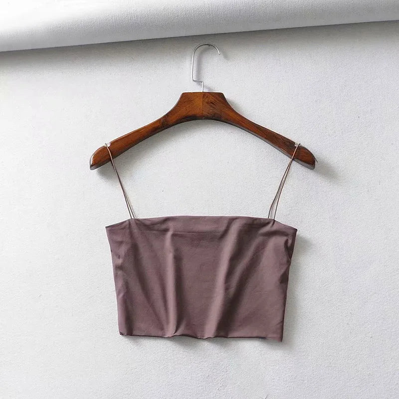 2026 Summer Women's Crop Top Sexy Elastic Cotton Camis sleeveless Short Tank Top Bar