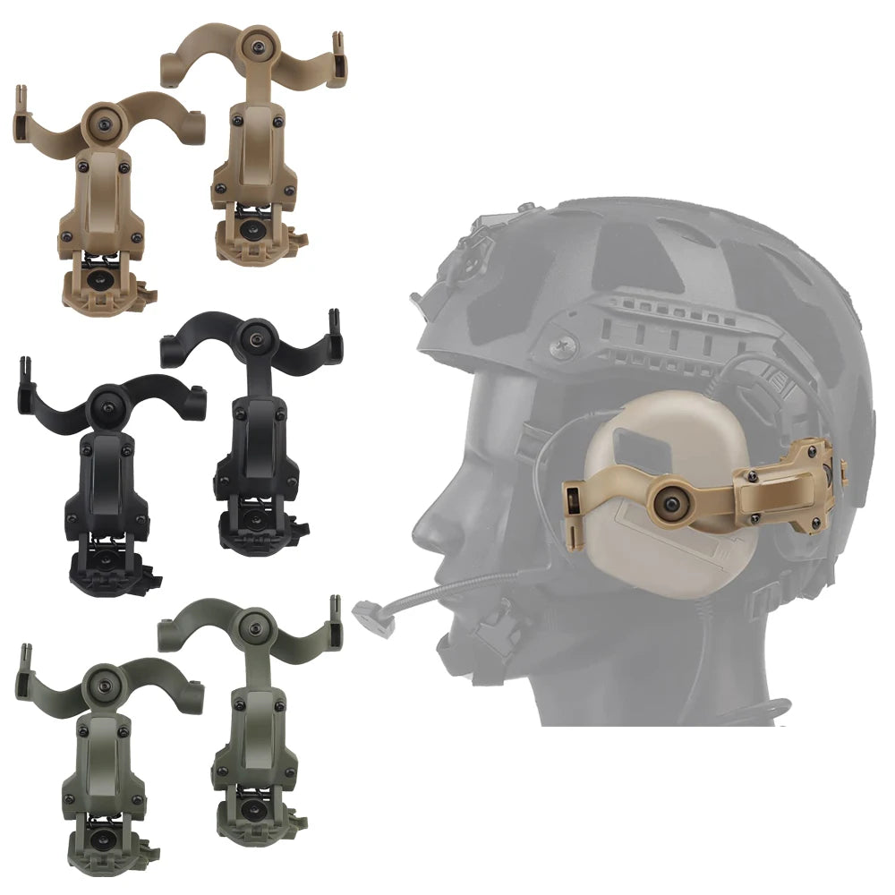 BOOIU Tactical Headset Holder Fast Helmet Rail Mount Adapter Multi-Angle Rotation Pickup Headphone Bracket OPS CORE ARC/Wendy