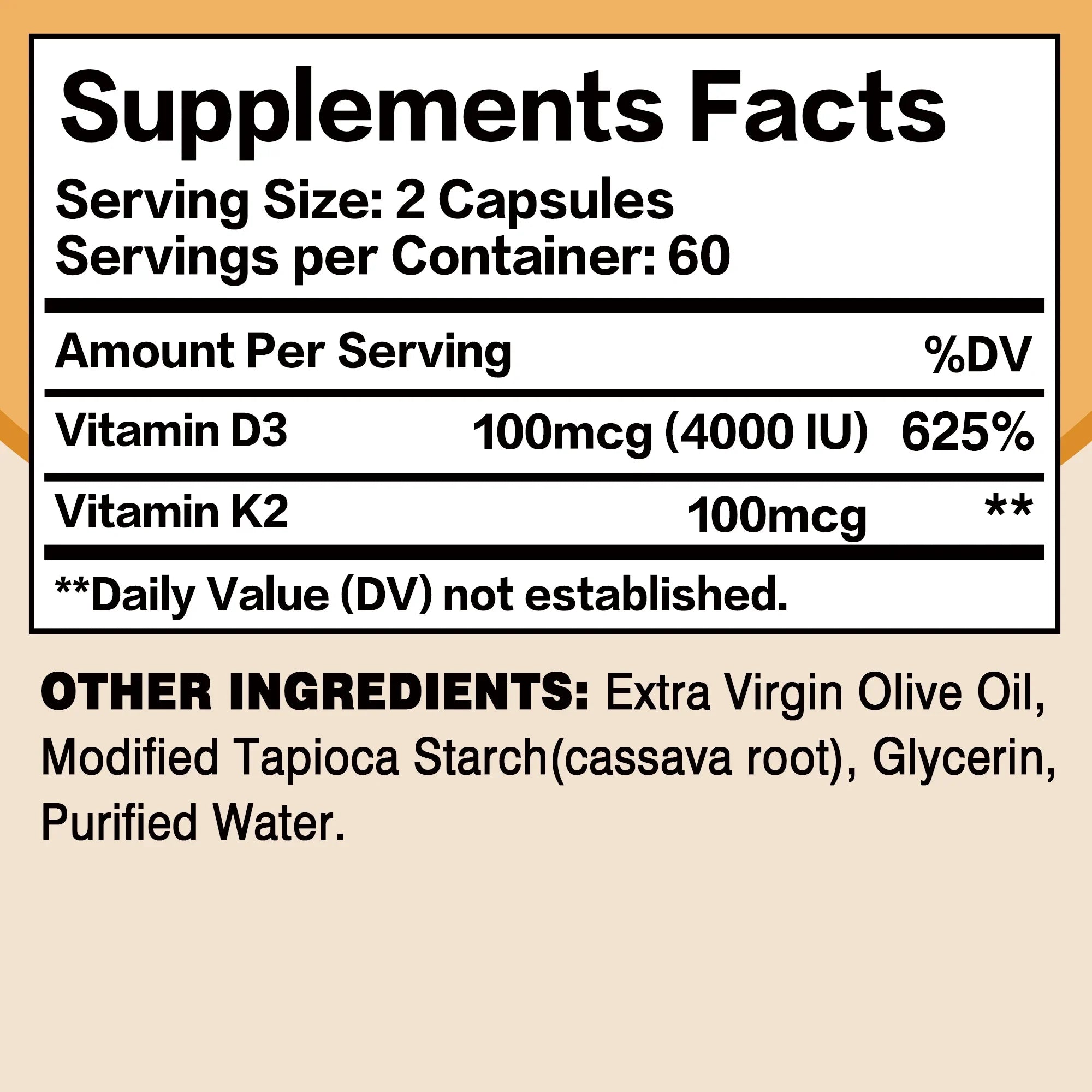 Vitamin D3 + K2 - Promote Calcium Absorption for Strong Bone, Joint, Skin, Immune, Vision and Heart Health - 120 Capsules Secondary image