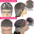 Straight 250 Density Real Full Lace Human Hair Wig Brazilian Pre Plucked 360 HD Full Lace Invisible Strap Snug Fit Wig For Women
