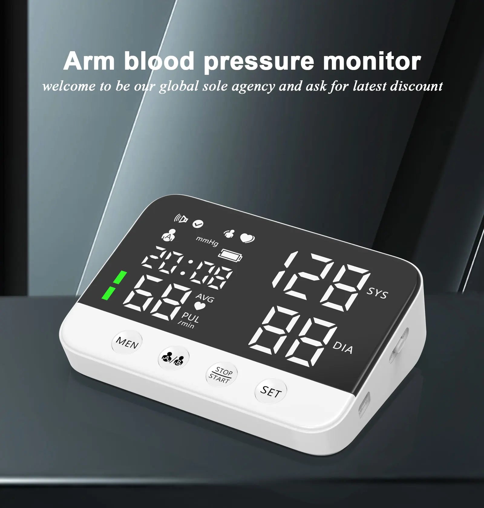 Blood Pressure Monitor Arm Cuff Tensiometer Tonometer Digital Voice Sphygmomanometer Electronic Medical BP Monitors Rechargeable