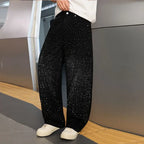 Spring/Summer Rhinestone Straight Leg Jeans Retro Loose Fit Slimming Pants Casual Korean Style Long Pants