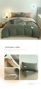 INS style high luxury solid color double-sided style single couple quilt cover soft luxury hotel & apartment & home bedding