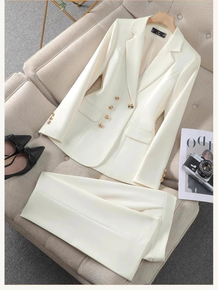 Fashion Temperament Executive Suit Solid Color Two-piece Pant Suits Set Business Commuting Professional Trousers  Ladies New Main image
