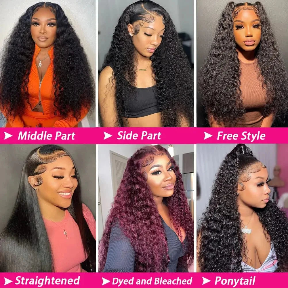 250 Density Water Wave 13X6 13X4 Hd Transparent Lace Deep Wave Frontal Wigs Pre Plucked Human Hair Curly Wigs For Black Women