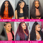 250 Density Water Wave 13X6 13X4 Hd Transparent Lace Deep Wave Frontal Wigs Pre Plucked Human Hair Curly Wigs For Black Women