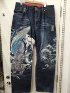American Japanese Retro Selvedge Jeans Man Y2K High-end Brand Natural Indigo Dip Dyeing Harajuku Mopping Pants