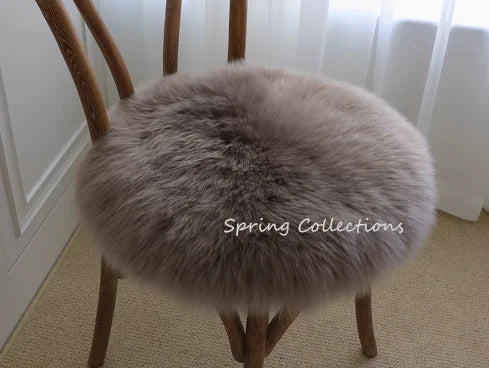 35/40/45CM 100% Pure Sheepskin Wool Hairy Floor Carpet Rugs Round Chair Cushion Seat Pad Covering Soft