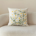 Double Sided Embroidered Daisy Pillow Cover Cute White Yellow Wildflower Print Soft Boho Throw Pillow Case for Spring Home Decor
