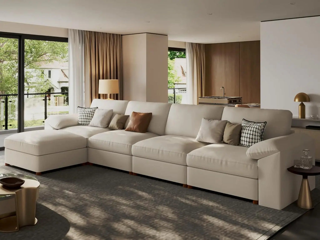 Oversized Modular Sectional Sofa,Leather Sectional Couch with Deep Seat,Extra Large L Shaped Couch, Customized