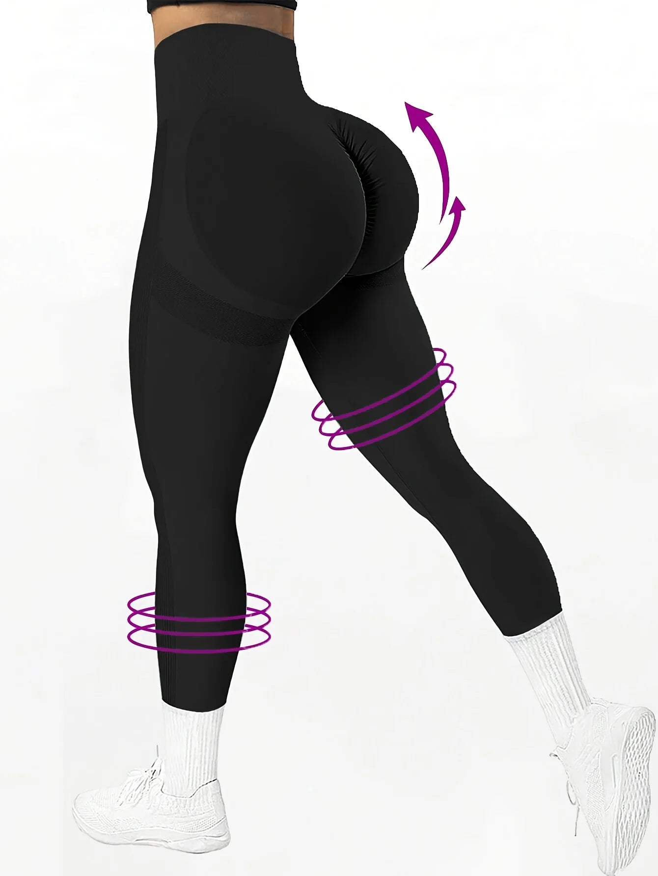 CZGUKE Seamless Women's High Waist Yoga Pants Tight Waist Hip Lifting Elastic Tight Solid Color Wide Waist Sports leggings Secondary image