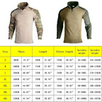 Outdoor Long Sleeve Tactical Shirts Combat Shirt 1/4 Zipper Ripstop Cotton Wear-resisting Camo Airsoft T Shirts Men Clothing