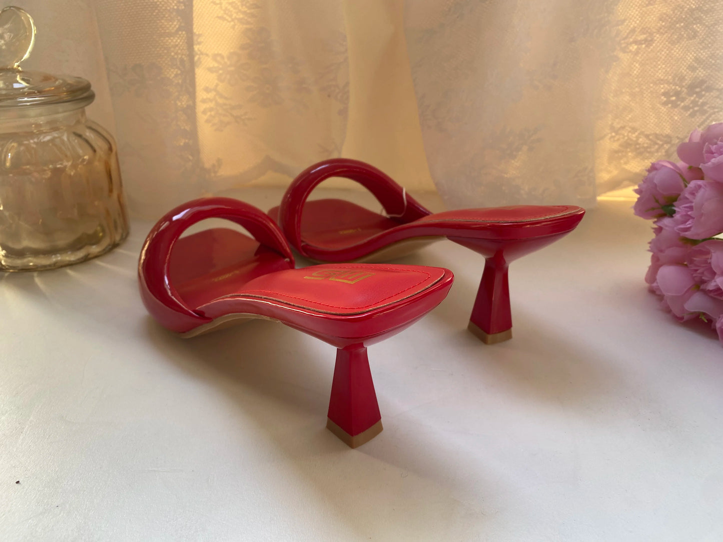 Black Red High Heel Slippers Women Open Toe Slingback Sandals Female Pumps Square Toe Summer Simple Designer Heeled Sandals