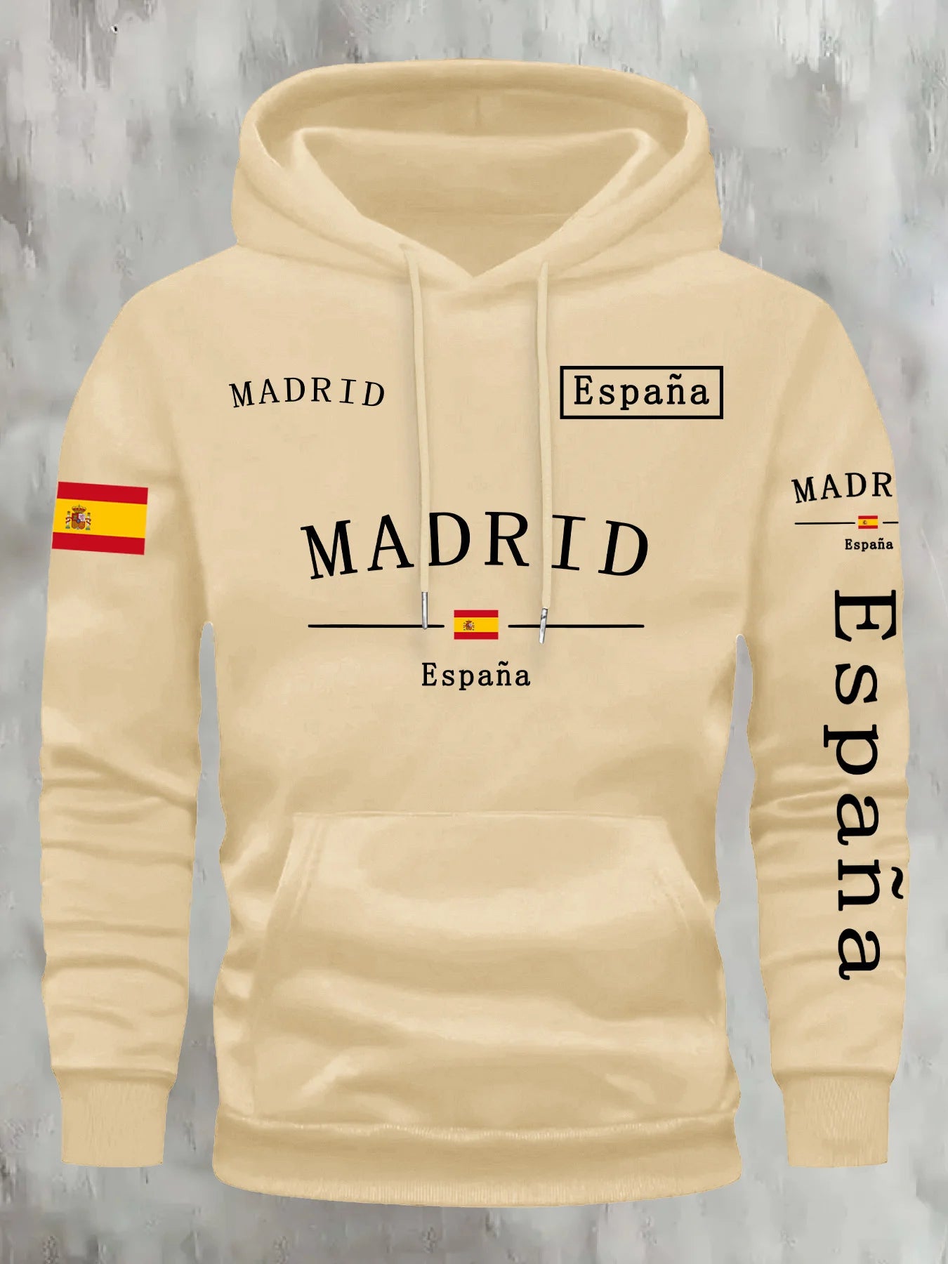 Spanish flag madrid printed Autumn and Winter Warm Cotton Men's Fleece Oversized Hoodie Outdoor Commuter Men's High Elastic top