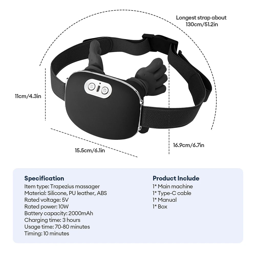 Bionic Finger Neck And Shoulder Massager Cervical Trapezius 4D Kneading Body Back Hand Massage Shawl Brushless Motor