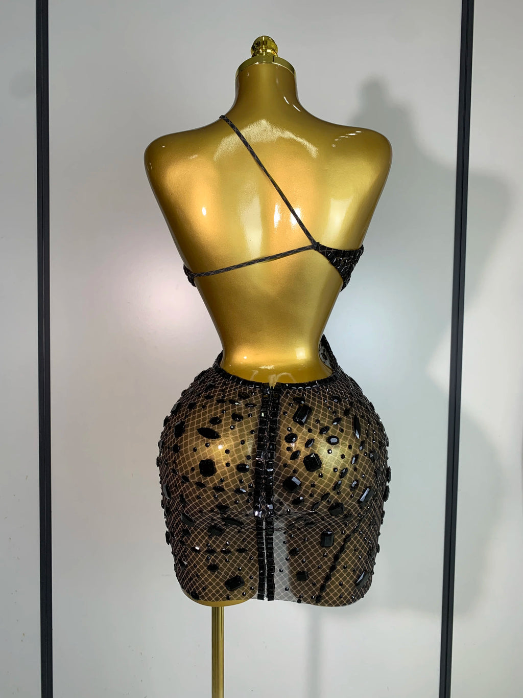 Sexy Sparkly Diamond Backless Short Dress 2026 Women Sleeveless Mesh See Through Evening Birthday Gown Singer Stage Outfit