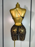 Sexy Sparkly Diamond Backless Short Dress 2026 Women Sleeveless Mesh See Through Evening Birthday Gown Singer Stage Outfit