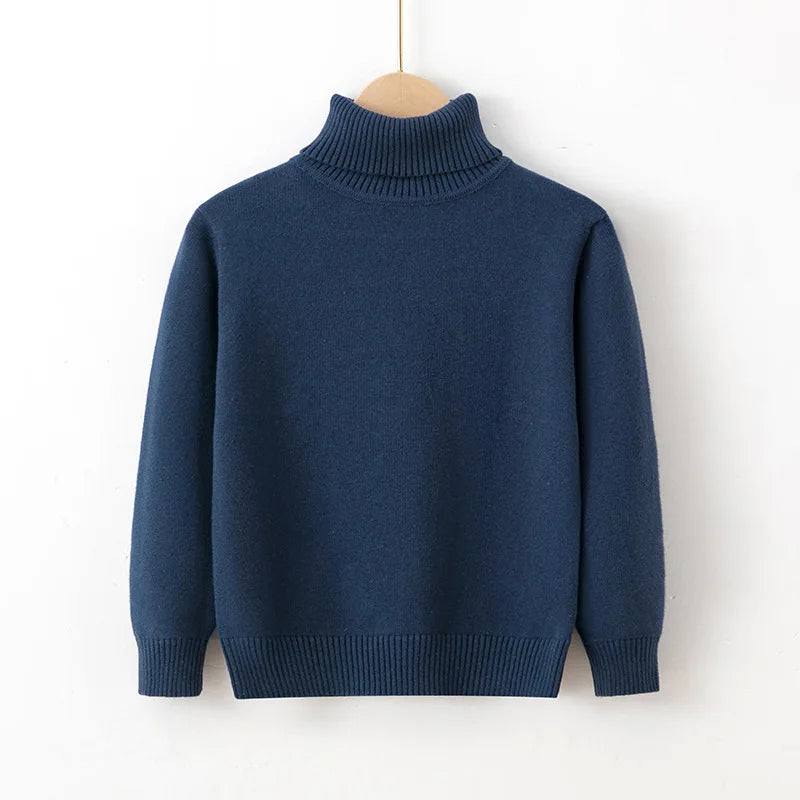2026 Autumn Winter Children's Cotton Sweater Full Sleeve Turtleneck Knitwear Baby Boys Girls Clothing Warm Soft Jumper Pullovers