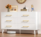 6 Drawer Dresser for Bedroom, Chest of Drawers with Metal Handles, Wood Storage Modern Dresser for Nursery, Living Ro，Customized