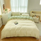 2-side Solid Color Brush Fabric Bed Set 4 Pieces Duvet Cover Pillowcase Bedding Set Bed Sheet Quilt Cover Single Queen King Size
