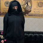 Men's and women's Balaclava Y2K Gothic Harajuku winter new item double hooded sweatshirt Unisex hooded mask zipper sportswear