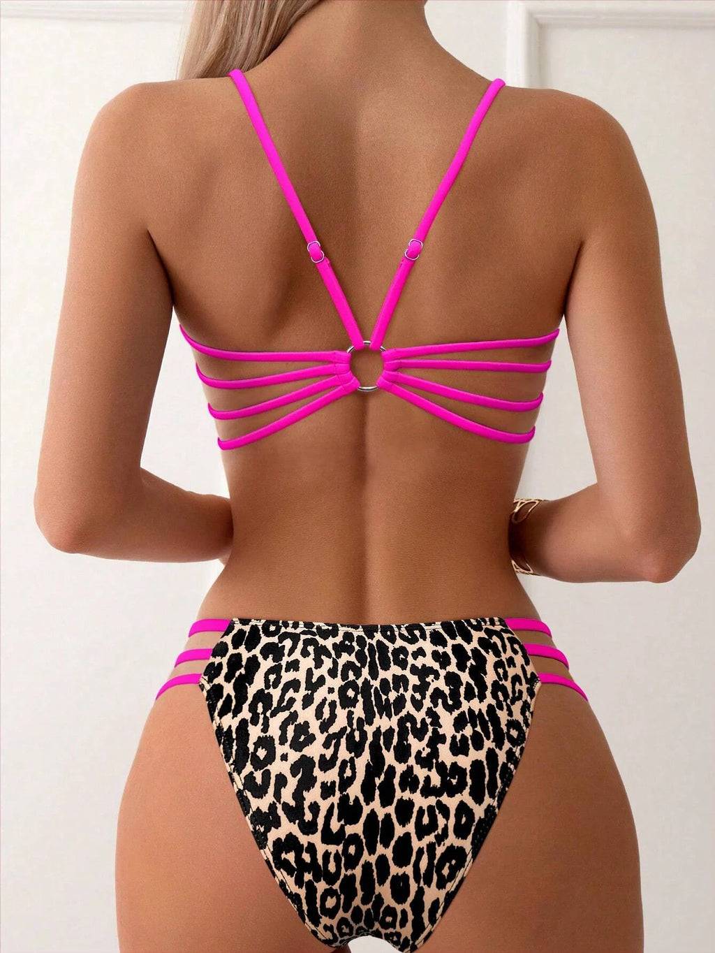 Cikini Solid Texture Split Bikini Set With Underwire, Summer Beach Swimwear Bathing Suit For Women