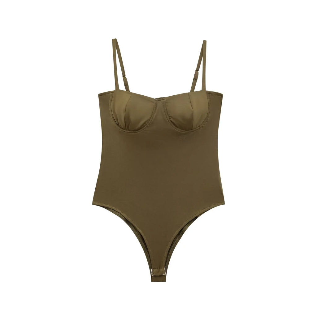 Zevity 2026 Women Sexy Spaghetti Strap Inner Style Beach Wear Bodysuits Ladies Soft Slim Swimsuit Playsuits Mujer Rompers LS9043