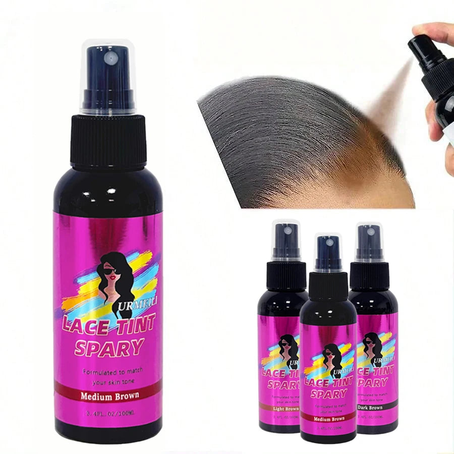 100ML Waterproof Lace Tint Spray Concealer Mousse Melting for Wigs Lace Closure Front Toupees Edge Control Hair Makeup Main image