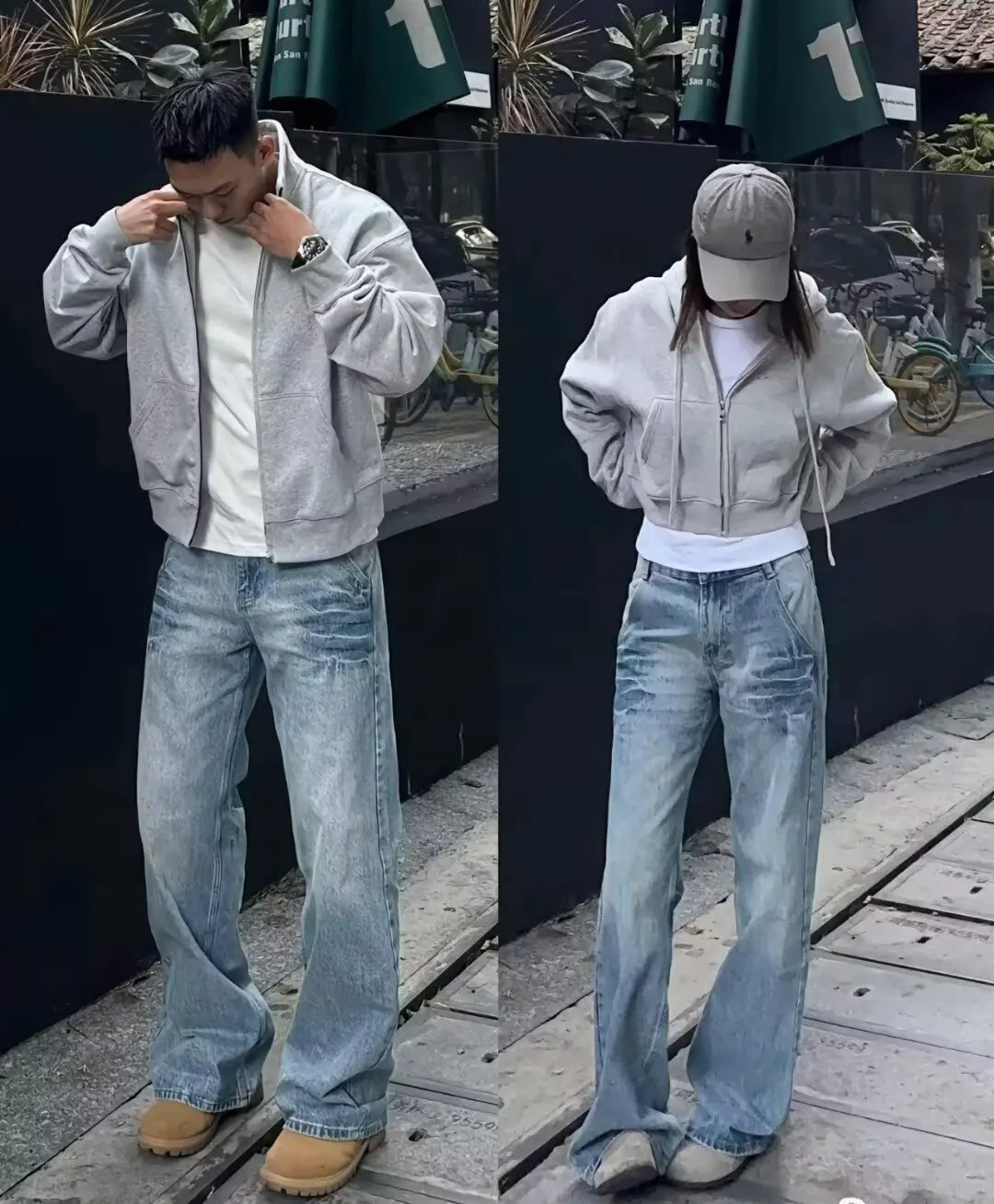 American Vibe style retro washed summer new jeans for men and women Instagram fashion brand high street loose straight leg pants Main image