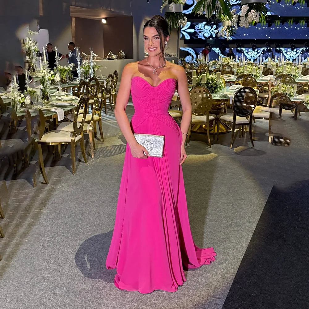 Formal Party Dresses for Women Sweetheart Neck Sleeveless Pleat Chiffon Mermaid Evening Gowns Elegant Long Prom Dress Customized Secondary image
