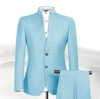 2025 New Style Men Chinese Tunic Collar Bridegroom Suit Formal Wear Dress Slim Fit Mens Suits Groom Wedding Blazer Costume Homme
