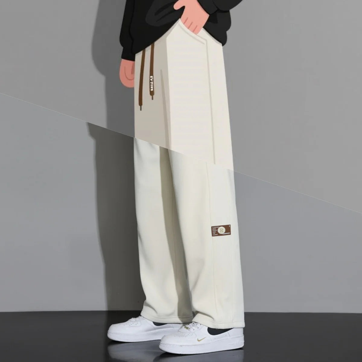 Men's Casual Pants, Men's Spring and Autumn New Style, Hanging Solid Color Sports Pants, Men Loose Straight Leg Wide Leg Pants Main image