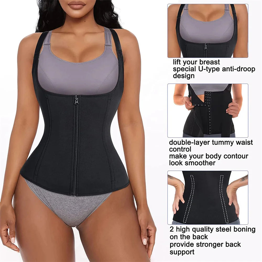 Waist Trainer Tank Top For Women Zipper Body Shaper Tummy Control Sleeveless Top Women's Activewear Body Shaping Underwear Secondary image