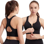 Women's sports bra fitness top front zipper design sports vest fashionable bra yoga gym sports bra