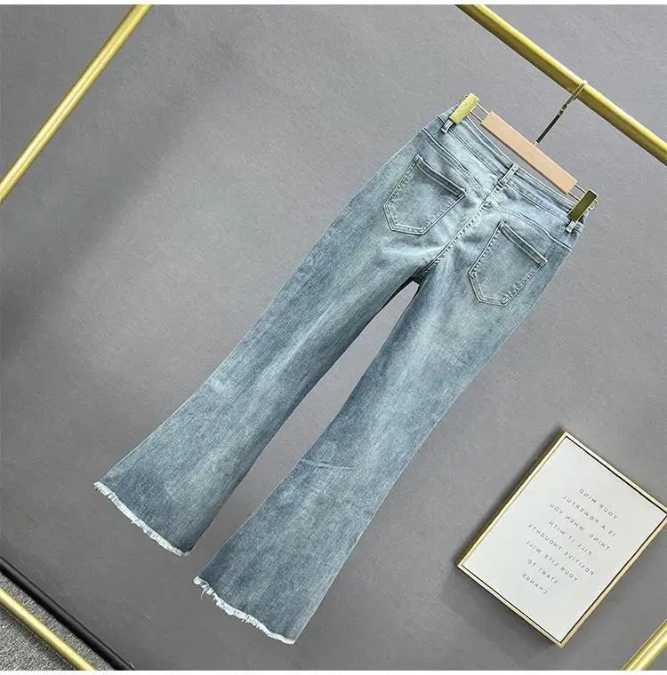 Y2k Jeans Trend Spring Summer Fashion All-match Lace Splicing Denim Straight Pants Blue Jeans for Women Streetwear Wide Leg New