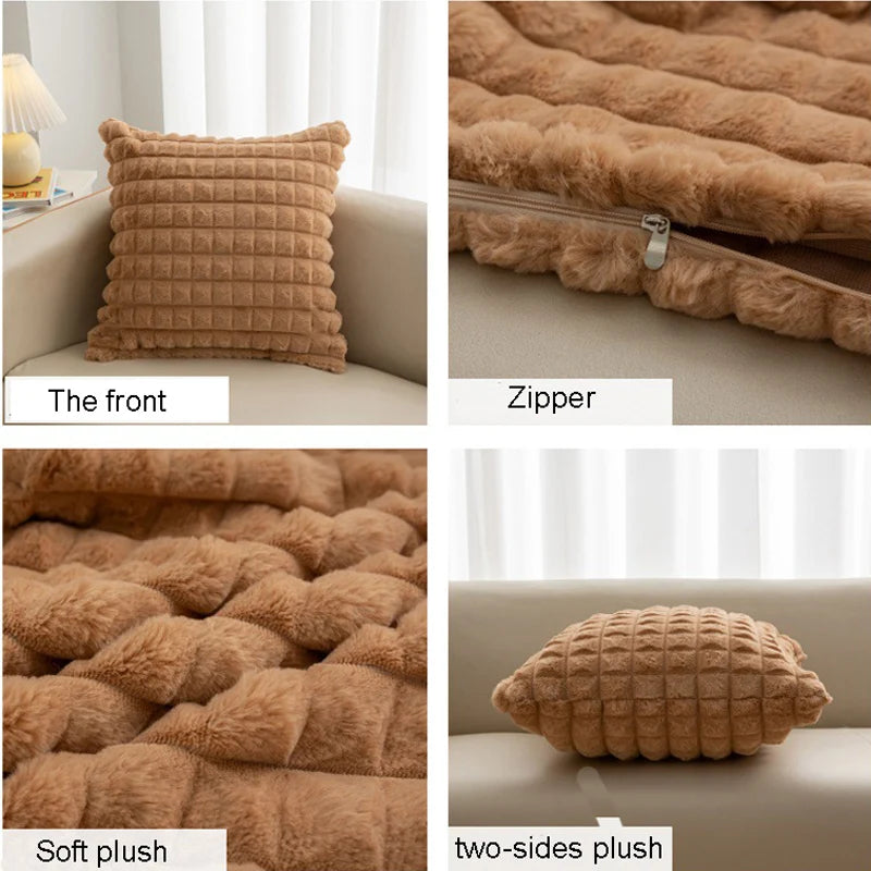 Faux Fur Pillow Case Cushion Covers 45x45cm Home Decorative Throw Cushion Cover Sofa Cushion Cover Winter Christmas Decoration