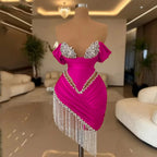 Crystal Ivory Cocktail Gown Pleat Straight Mini Homecoming Prom Dress Birthday Dress Satin Luxury 2026 Blackgirl Customized