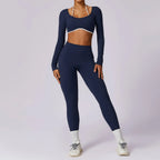 2-Piece Activewear Set – Long Sleeve Crop Top & Leggings