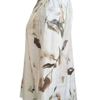Elegant Intellectual Women's Satin Floral Print Shirt | Soft & Smooth V-Neck Long-Sleeve Button Formal Top for Spring