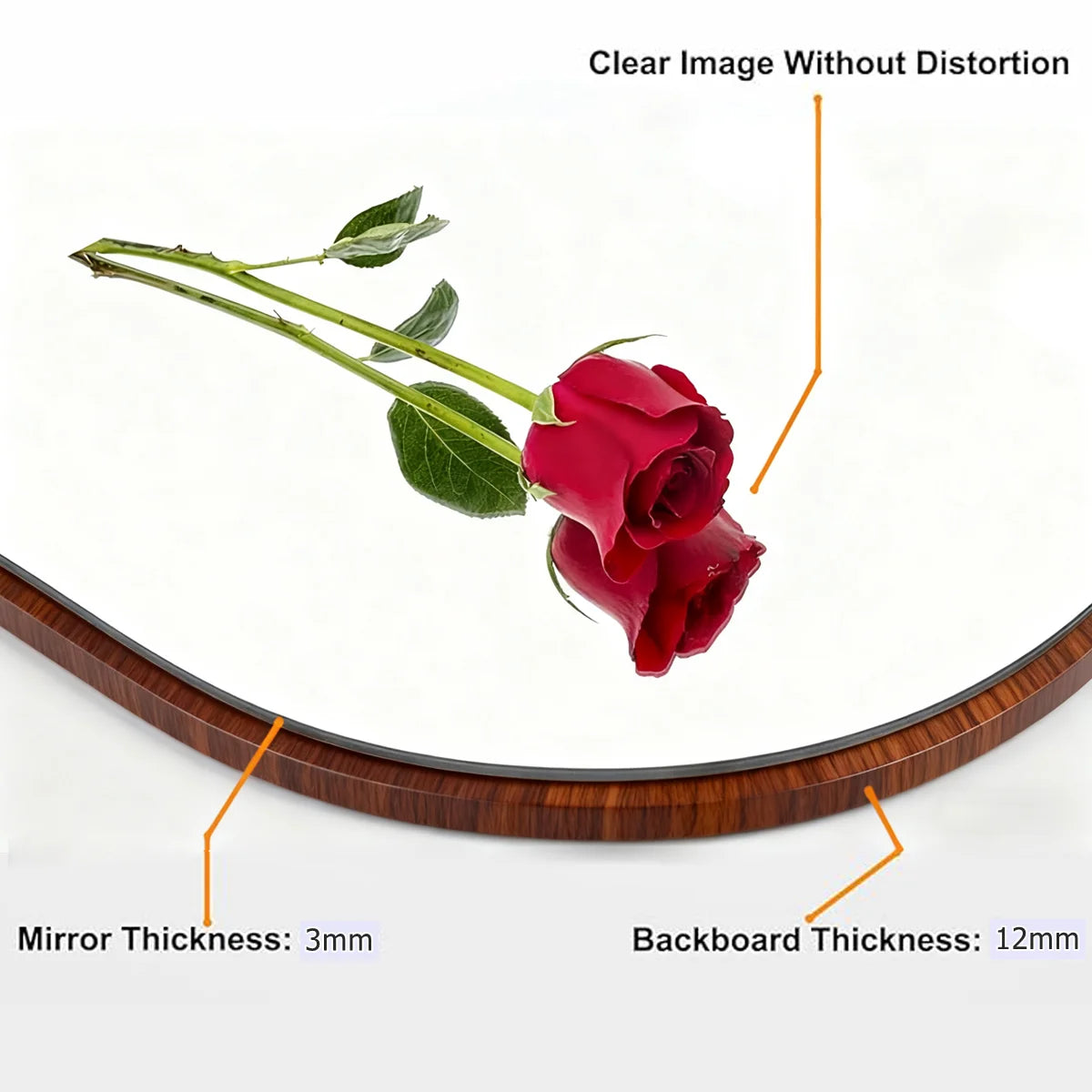 Irregular Wall Mirror Wavy Wooden Framed Modern Bohemian Decorative Mirror for Bathroom Bedroom Living Room Entryway